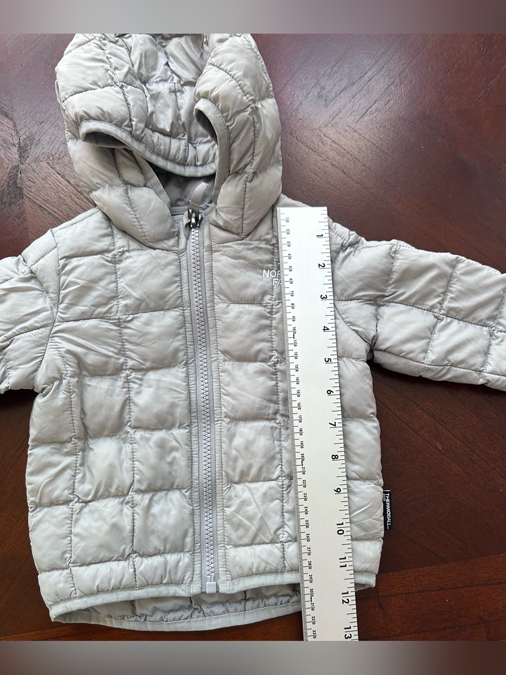 The North Face Kids Light Gray Quilted Hooded Jacket size 6-12M - Picture 2 of 8